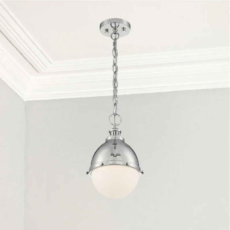 Nova Lighting One Light Pendant Ronan Polished Nickel - Exact Size