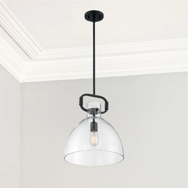 Nova Lighting One Light Pendant Teresa Matte Black - Exact Size