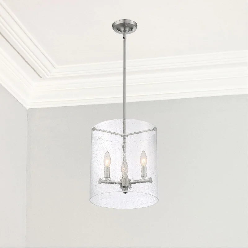 Nova Lighting Three Light Pendant Bransel Brushed Nickel - Exact Size