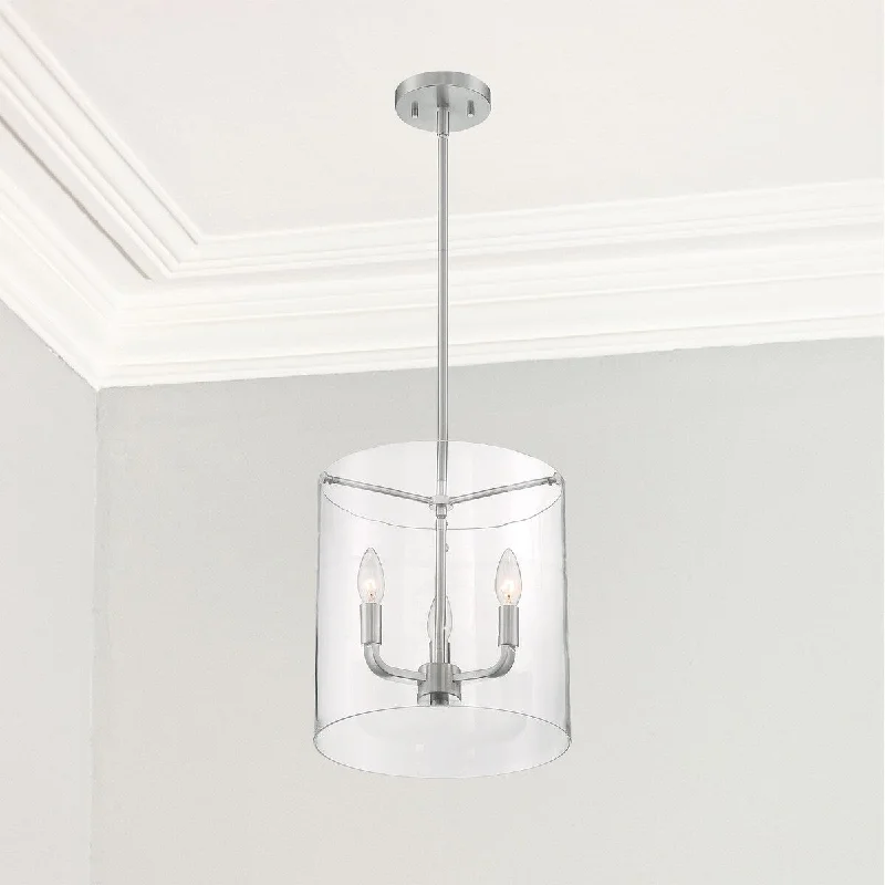 Nova Lighting Three Light Pendant Sommerset Brushed Nickel - Exact Size