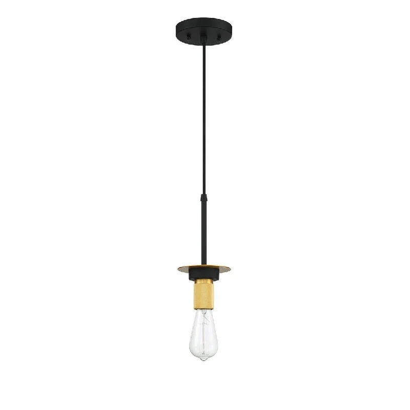 Onyx Industrial Pendant Light, Adjustable Black and Gold Metal Ceiling Lighting