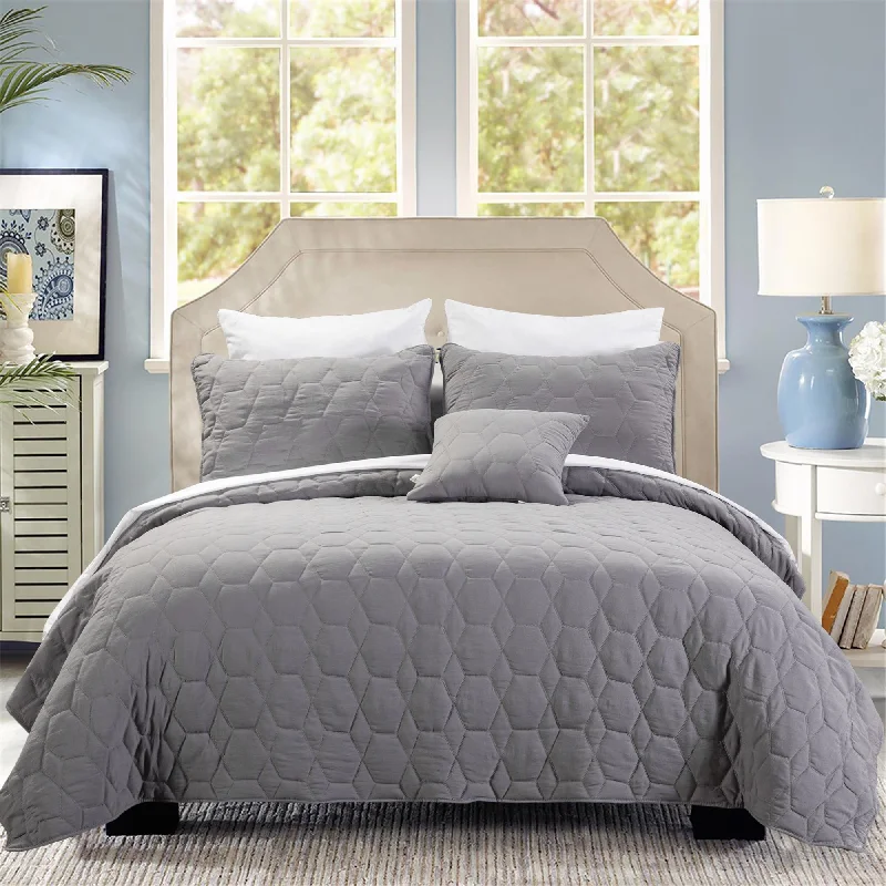 4 Piece Honeycomb Quilt Set by HULALA HOME