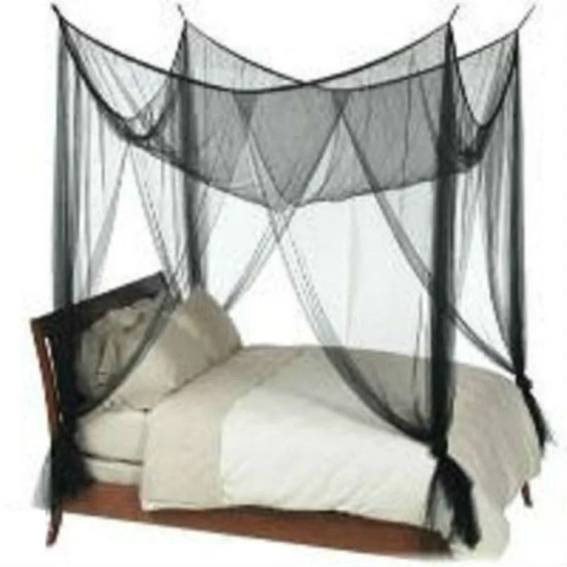 Black 4-Post Canopy Bed Mesh Netting Mosquito Net