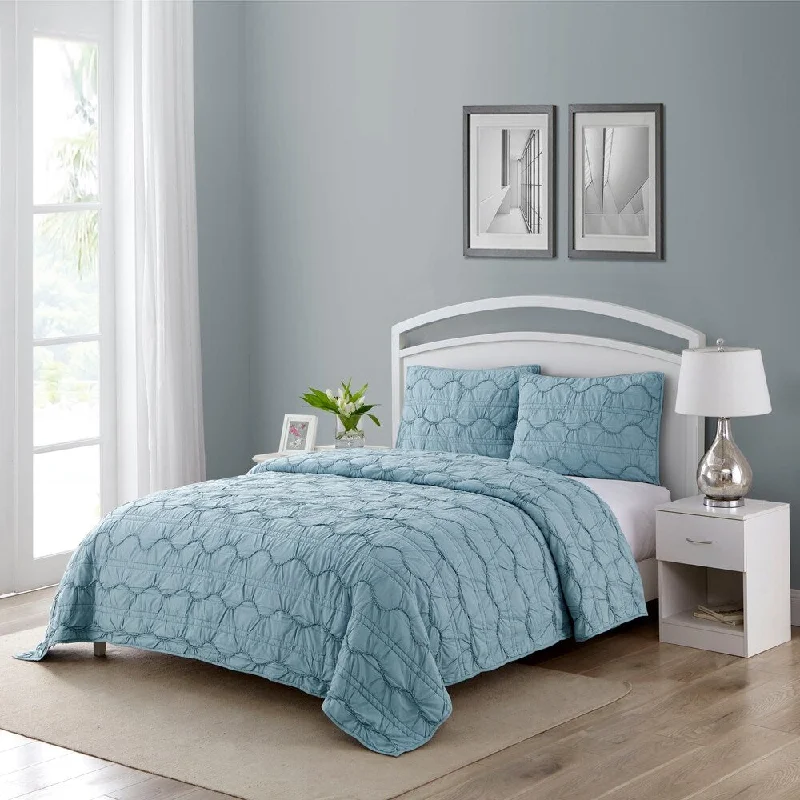 Burlington Textured Cotton Quilt Set in Blue