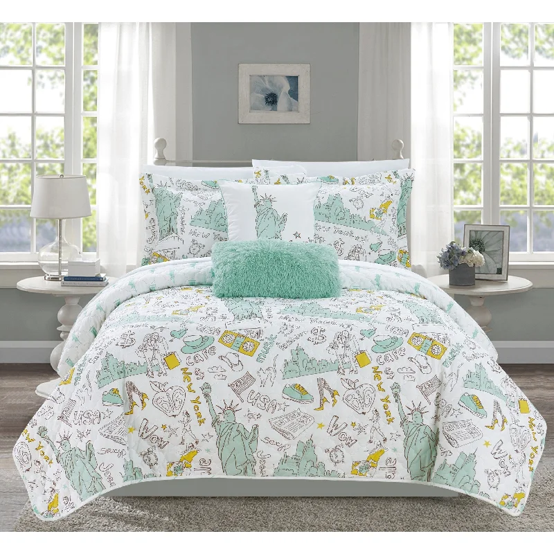 Chic Home Bay Park 5 Piece Reversible Quilt Set