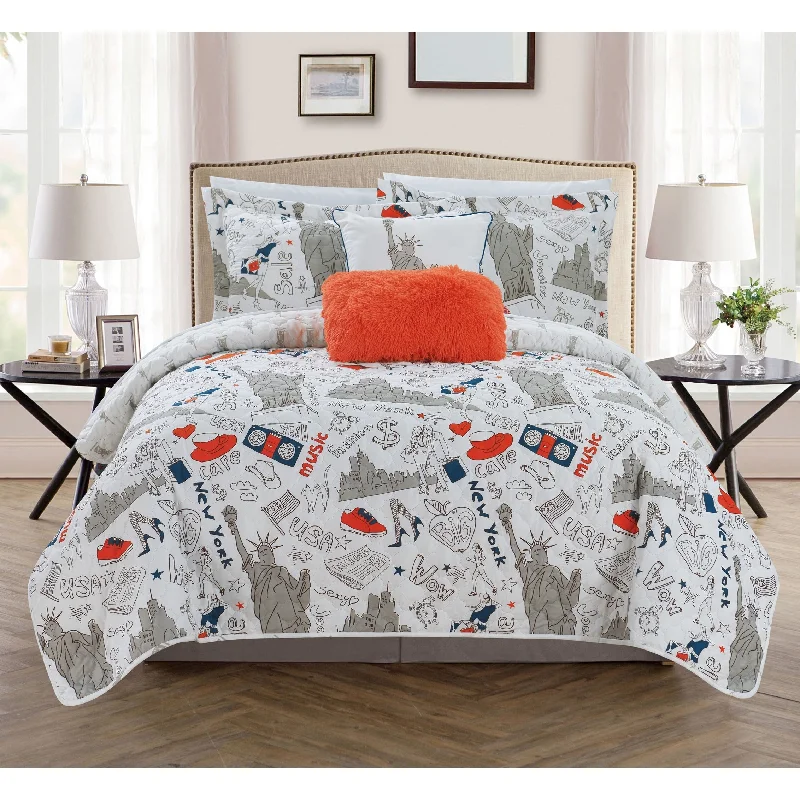 Chic Home Bay Park 5 Piece Reversible Quilt Set