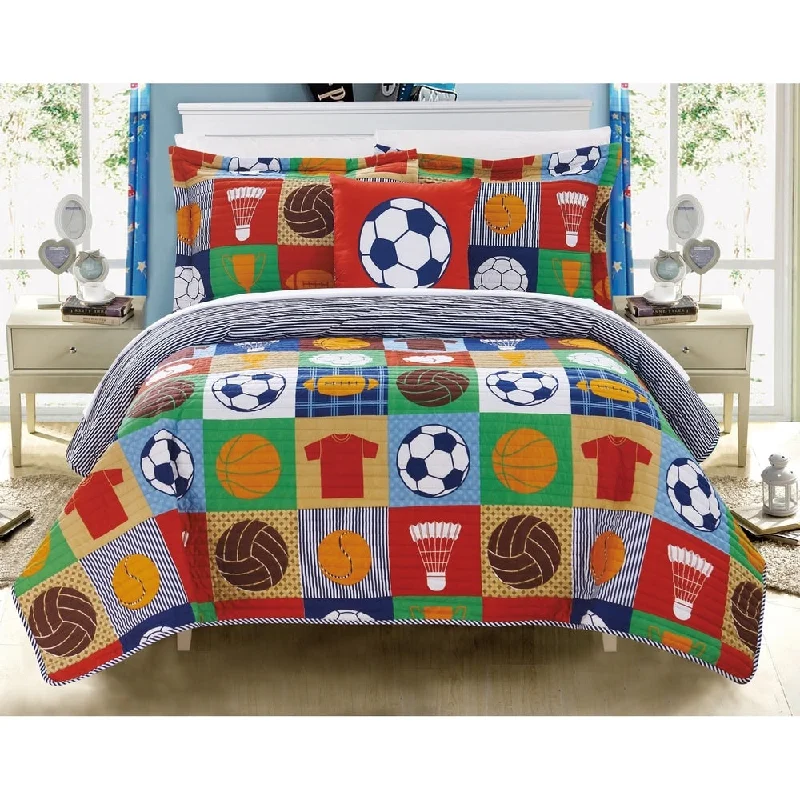 Chic Home Duetto 4 Piece Reversible Quilt Set Athletic Youth Design