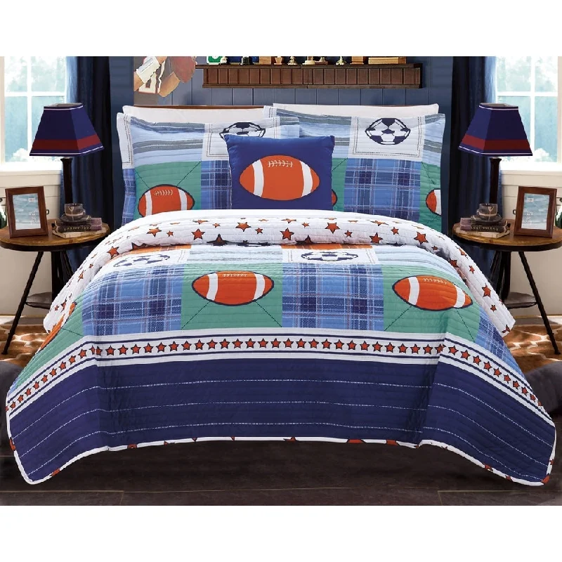 Chic Home Kilroy 4 Piece Reversible Quilt Set Athletic Youth Design