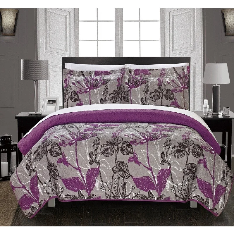 Chic Home Liha 3-Piece Abstract Floral Printed Quilt Set