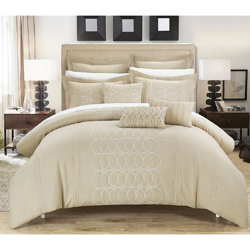 Chic Home Tussard Beige Faux Linen Oversized 12-piece Bed in a Bag Set