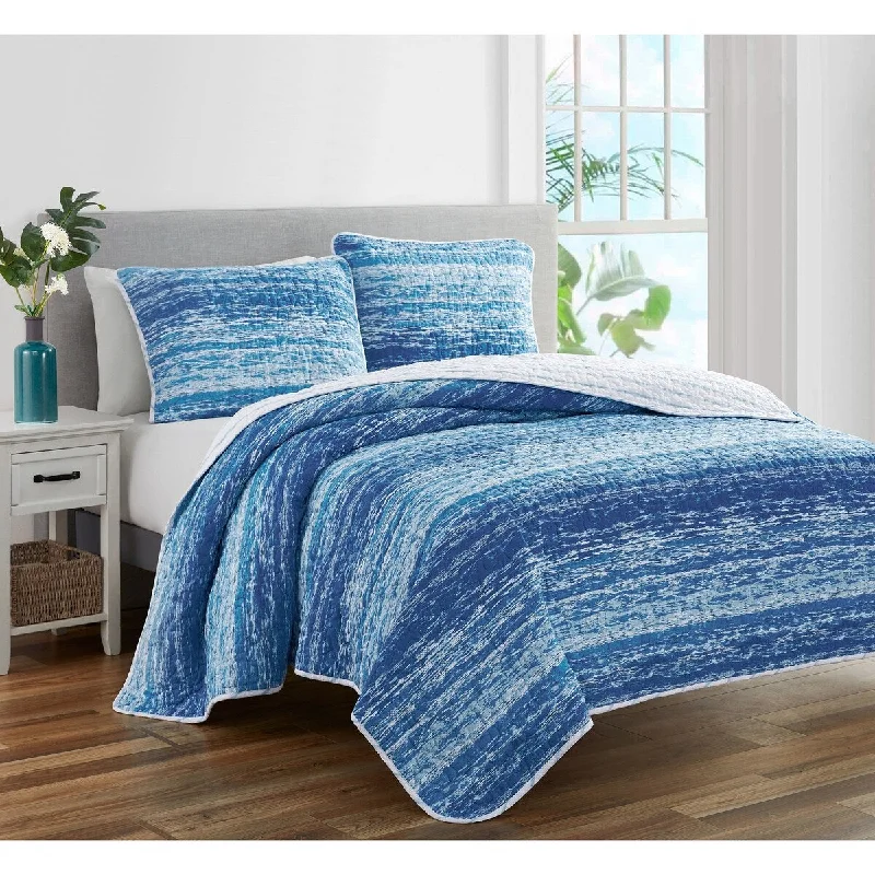 Coastal Stripes Soft Cotton Reversible Quilt Set