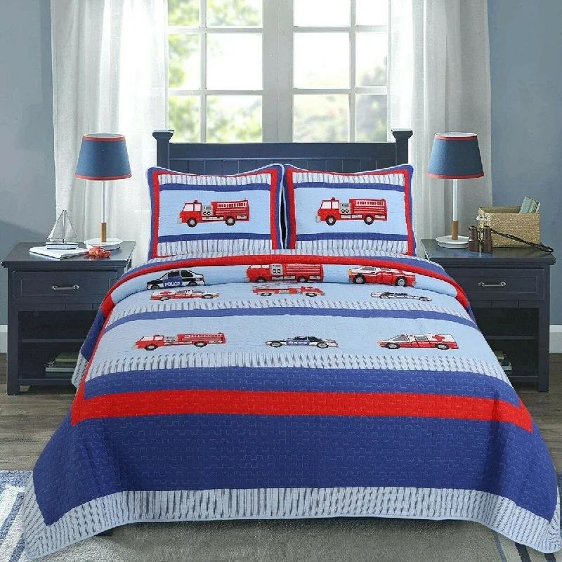 Cozy Line Fire And Police Rescue Boy Cotton Quilt Set