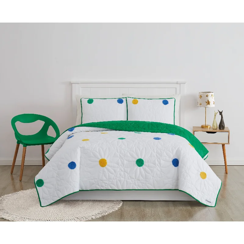 Crayola Textured Pom Pom Cotton Quilt Set