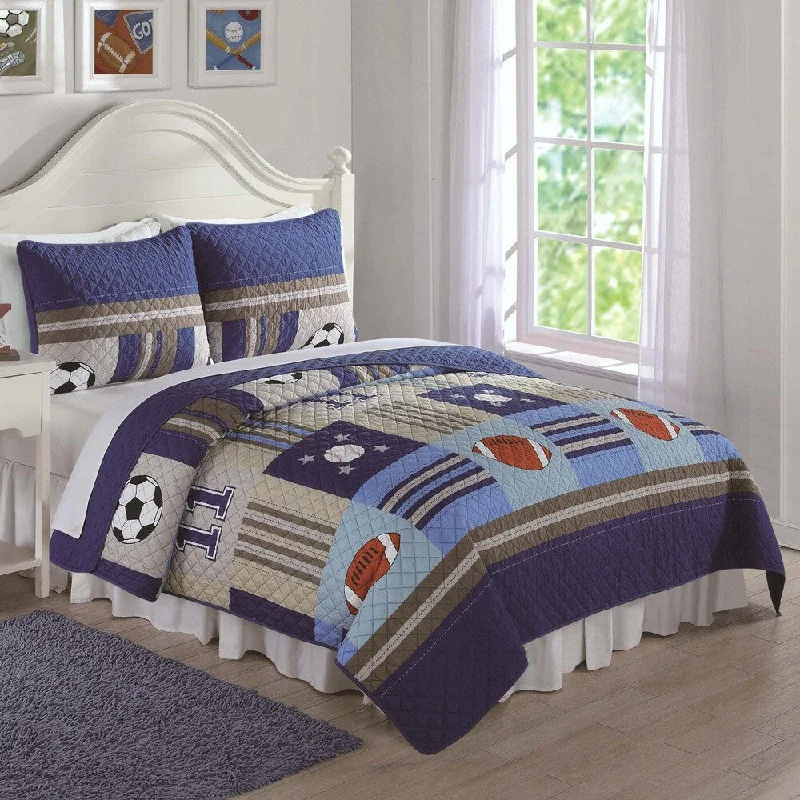 Denim and Khaki Sports 3-piece Quilt Set