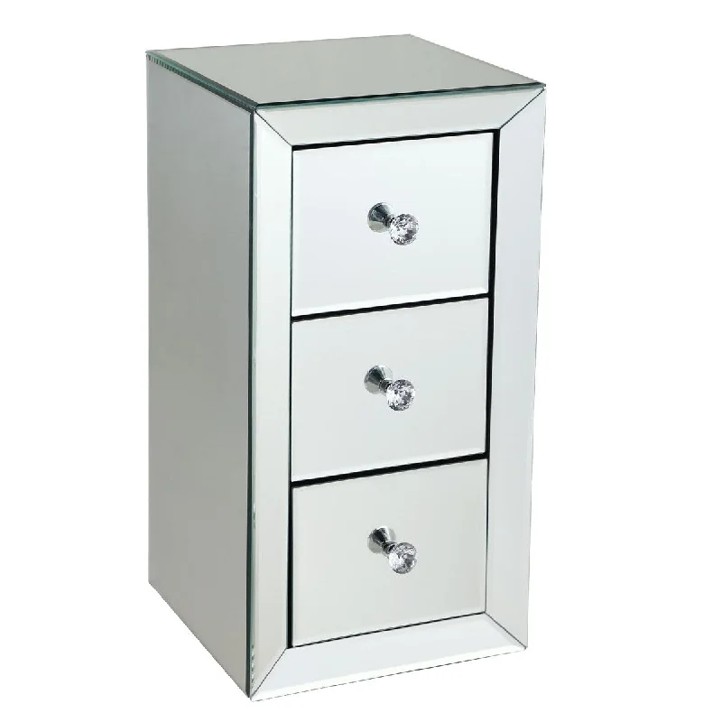 Elegant Mirrored 3-Drawer Nightstand - Stylish Storage for Bedroom and Living Room