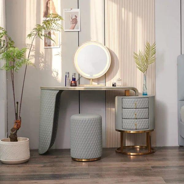 Jan Vanity Dressing Table with Stool & Mirror, Makeup Vanity Desk Vanity Table Dressing Table with Drawers Vanity Desk With Mirror Makeup Table for Bedroom