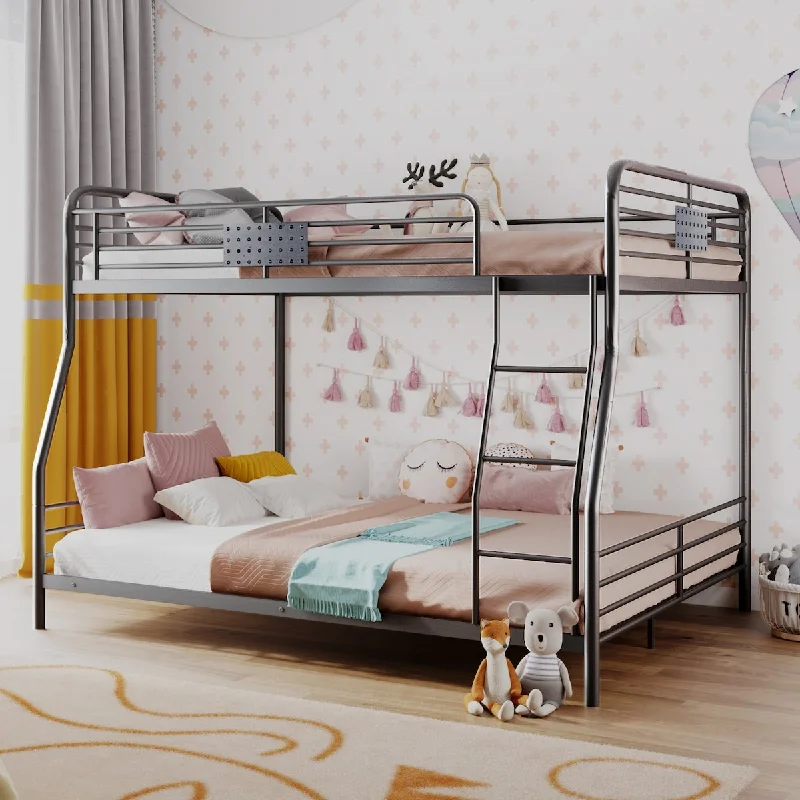 Full XL Over Queen Metal Bunk Bed,Divided into Two Beds