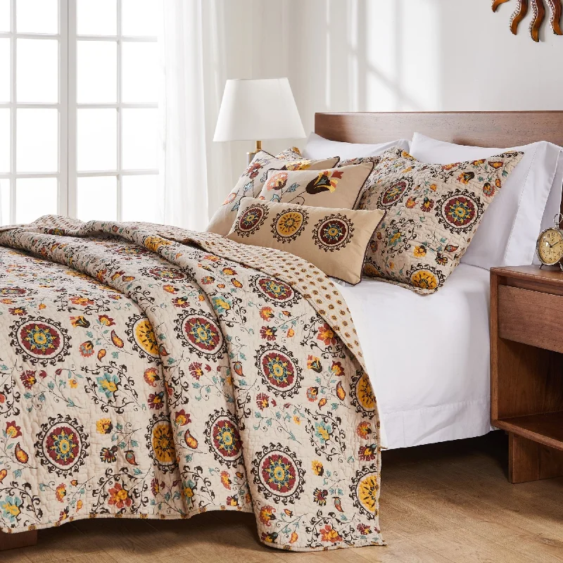 Greenland Home Fashions Andorra 5-piece Oversized Reversible Bonus Quilt Set