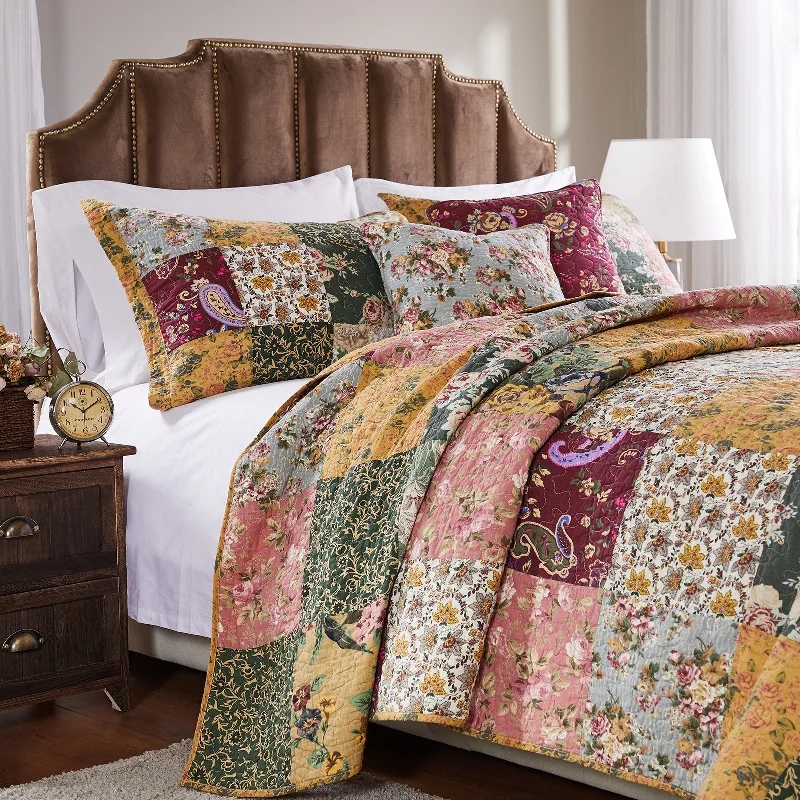 Greenland Home Fashions Antique Chic 100% Cotton Authentic Patchwork Quilt Set