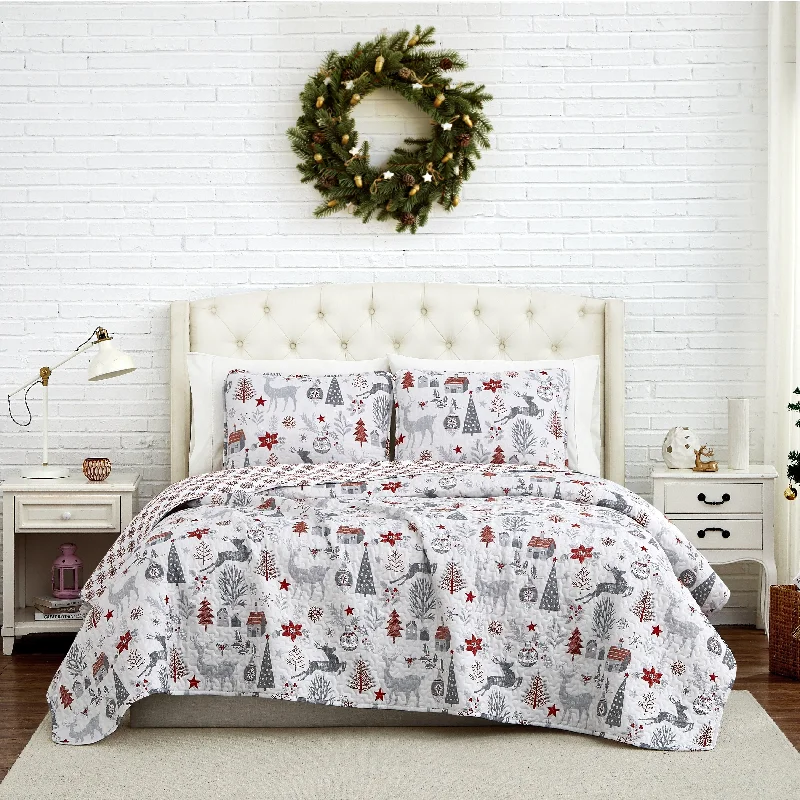 Holly Jolly Lane Oversized Reversable Quilt Set