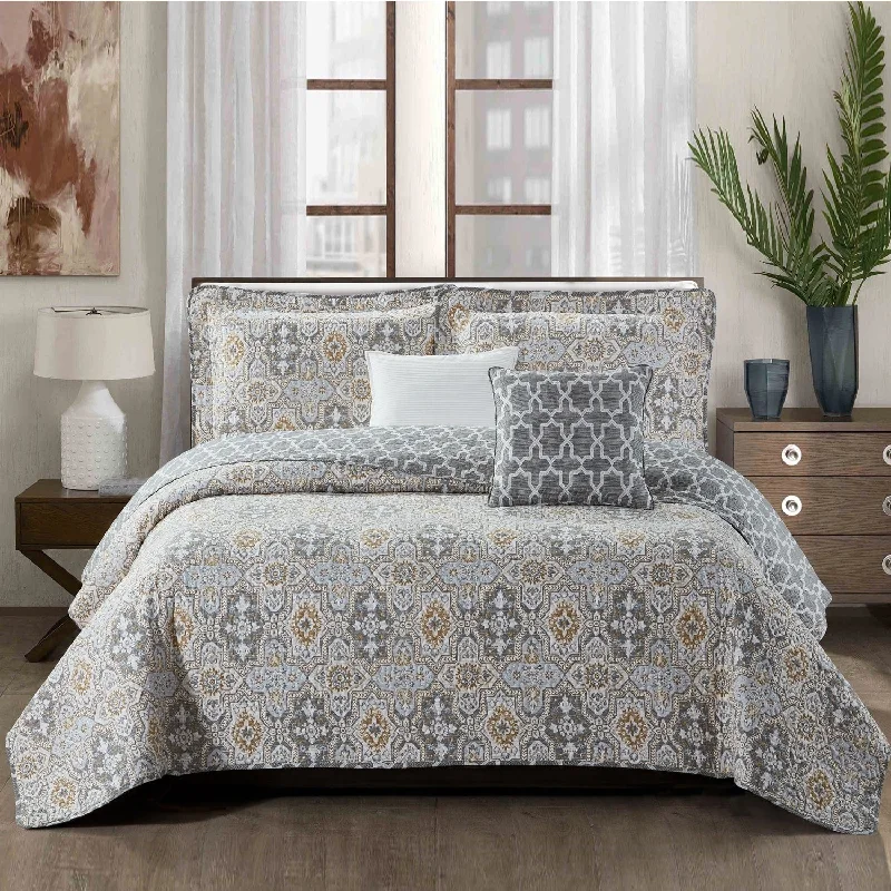 Home Soft Things Floral Trellis Pattern Microfiber 5-piece Quilt Set