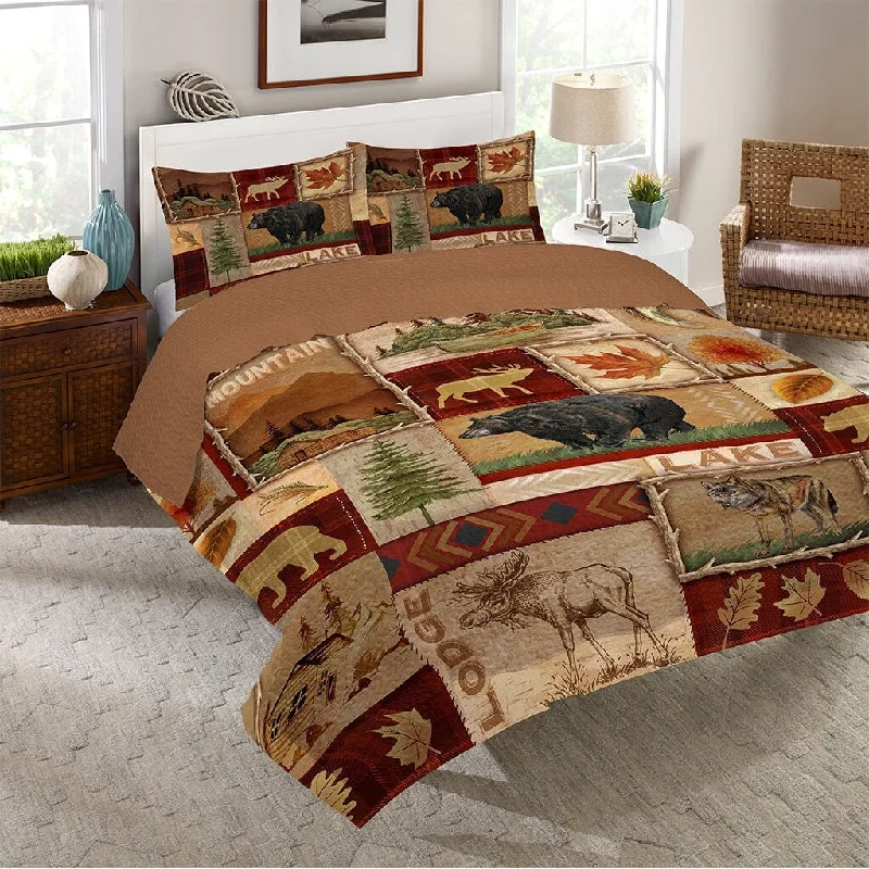 Laural Home Lodge Collage King Quilt Set