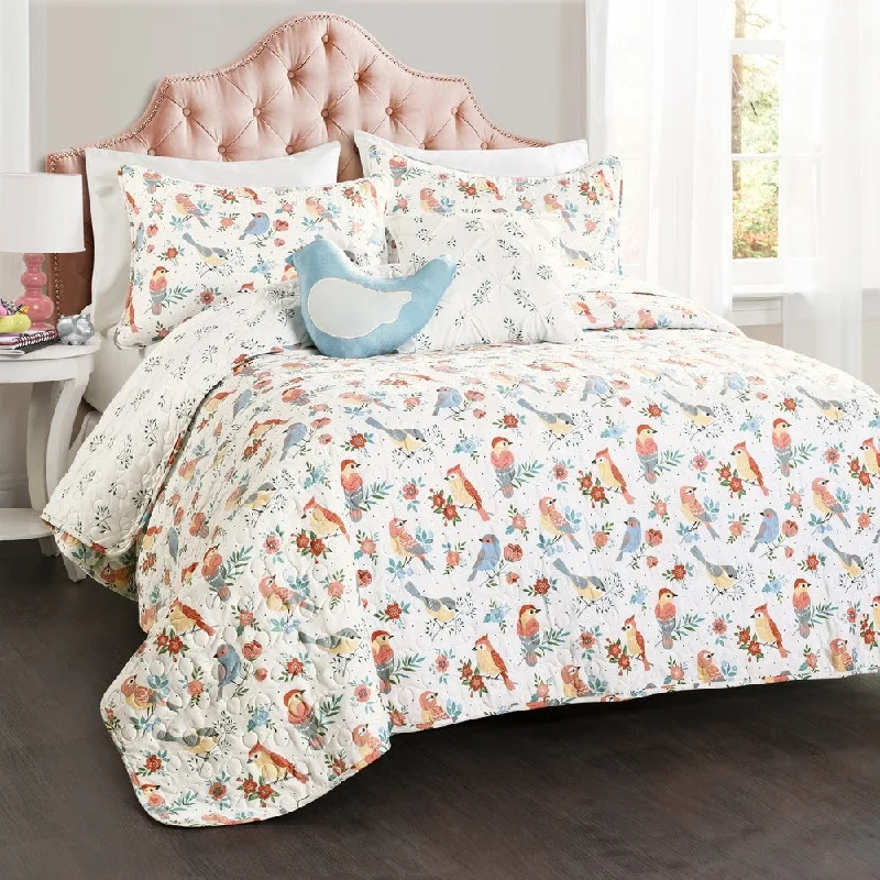 Lush Decor Chirpy Birds Quilt Set