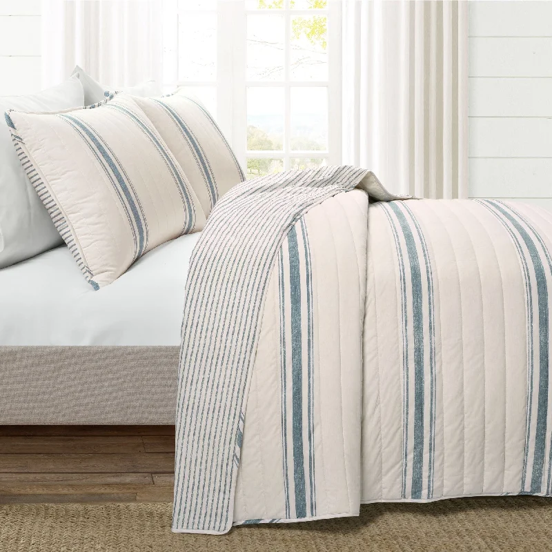 Lush Decor Farmhouse Stripe 3 Piece Quilt Set