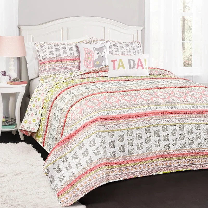 Lush Decor Fox Ruffle Stripe 5-piece Quilt Set