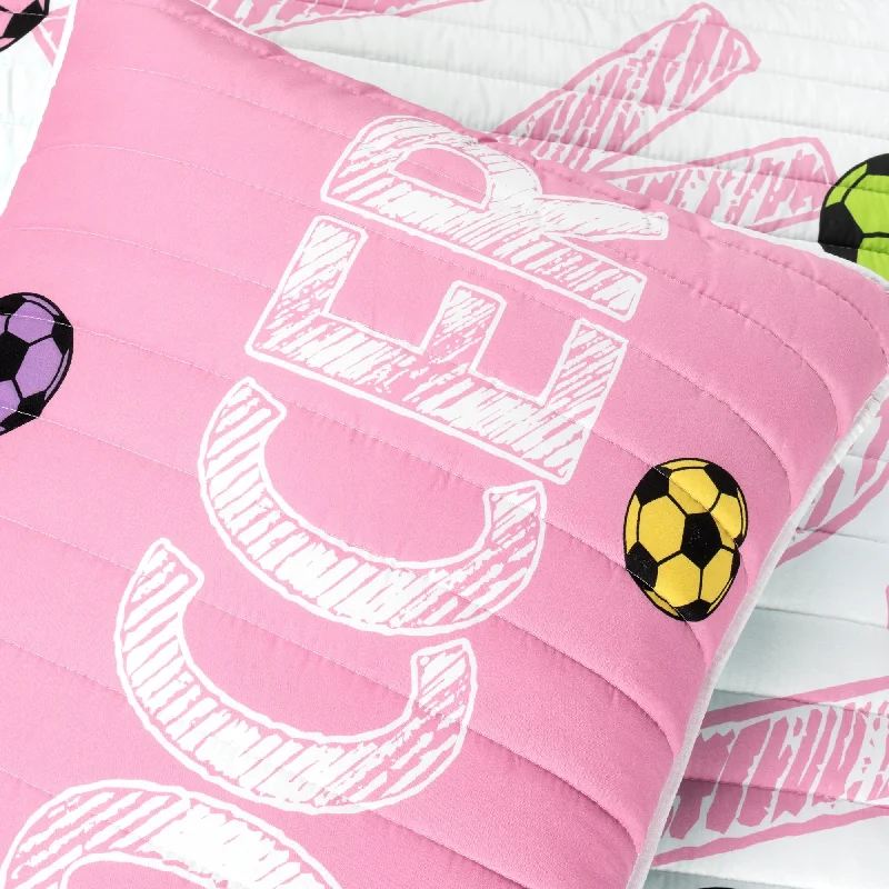 Lush Decor Girls Soccer Kick Quilt Set