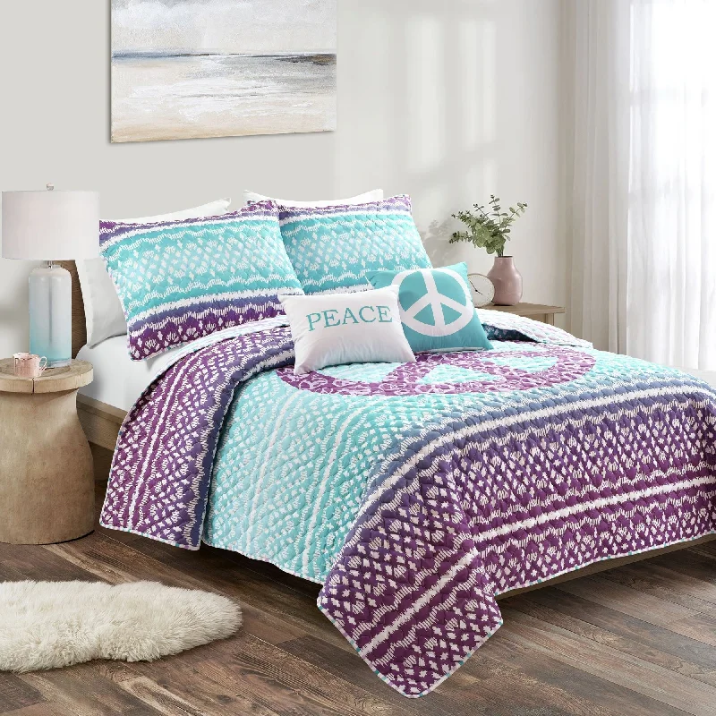 Lush Decor Peace Ombre Reversible Quilt Set