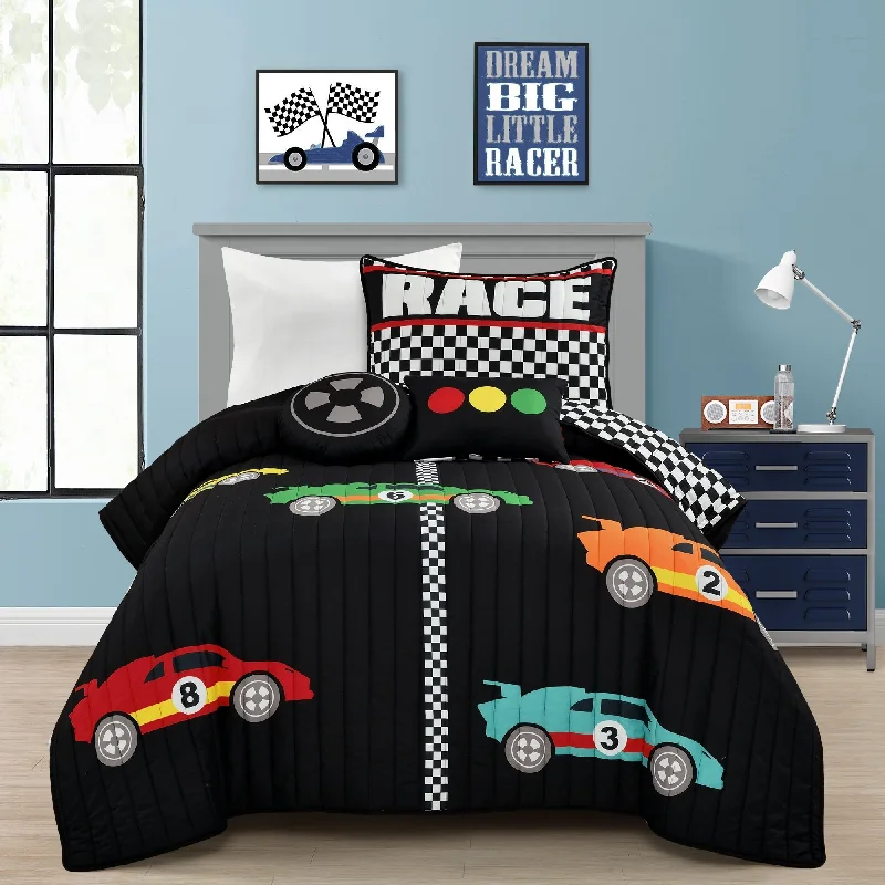 Lush Decor Racing Cars Reversible Oversized Quilt Set