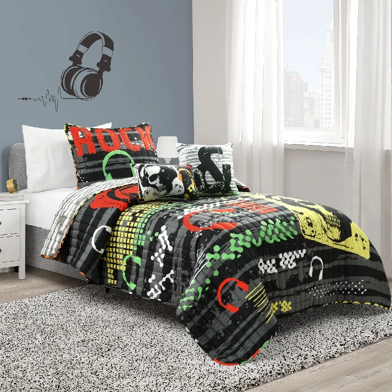 Lush Decor Rock N Roll Reversible Quilt Set