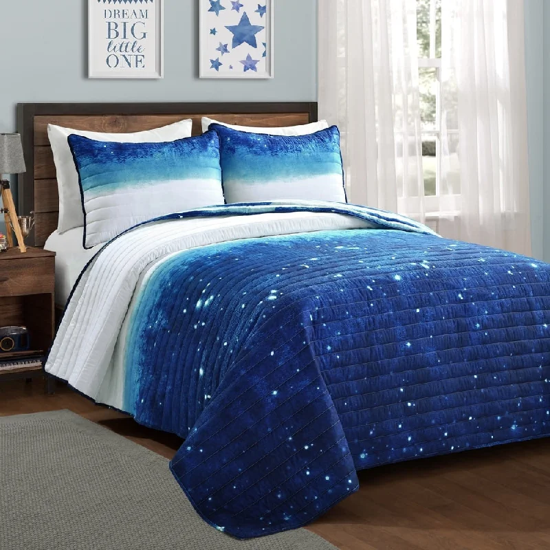 Lush Decor Space Star Ombre Reversible Print Quilt Set