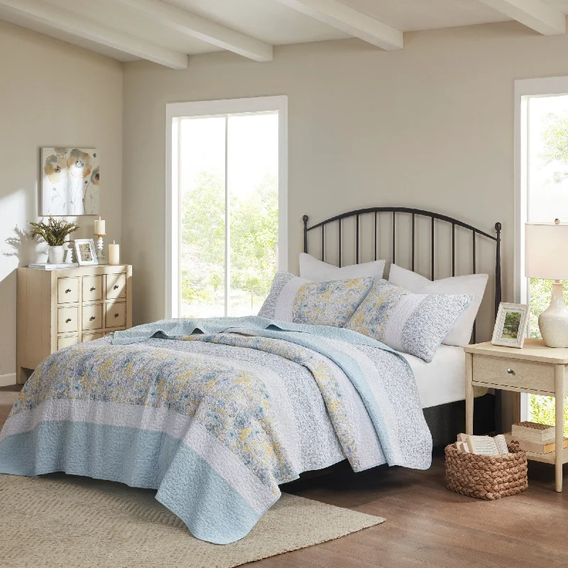 Madison Park Ava 3 Piece Cotton Quilt Set