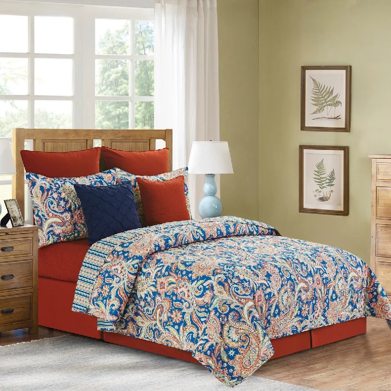 Marla Damask Cotton Quilt Set - Reversible and Machine Washable