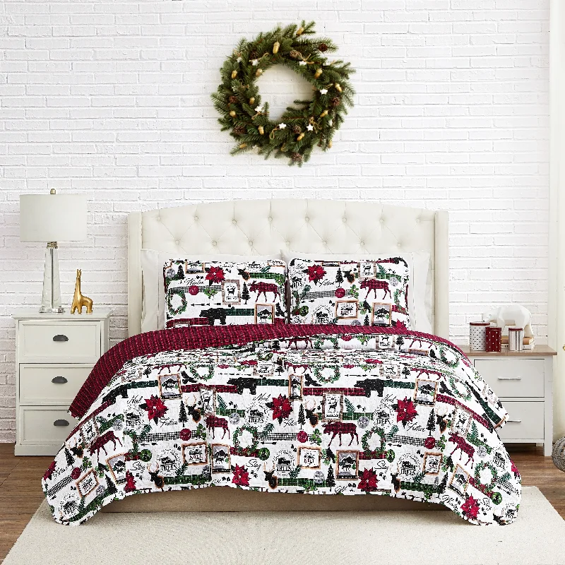 Merry Town Christmas Oversized Reversable Quilt Set