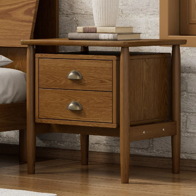 Modern Wood 2-Drawer Nightstand for Bedroom,Living Room