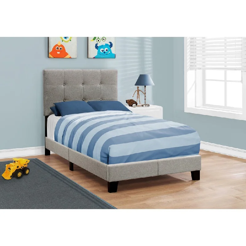 Monarch Linen Upholstered Twin-size Bed