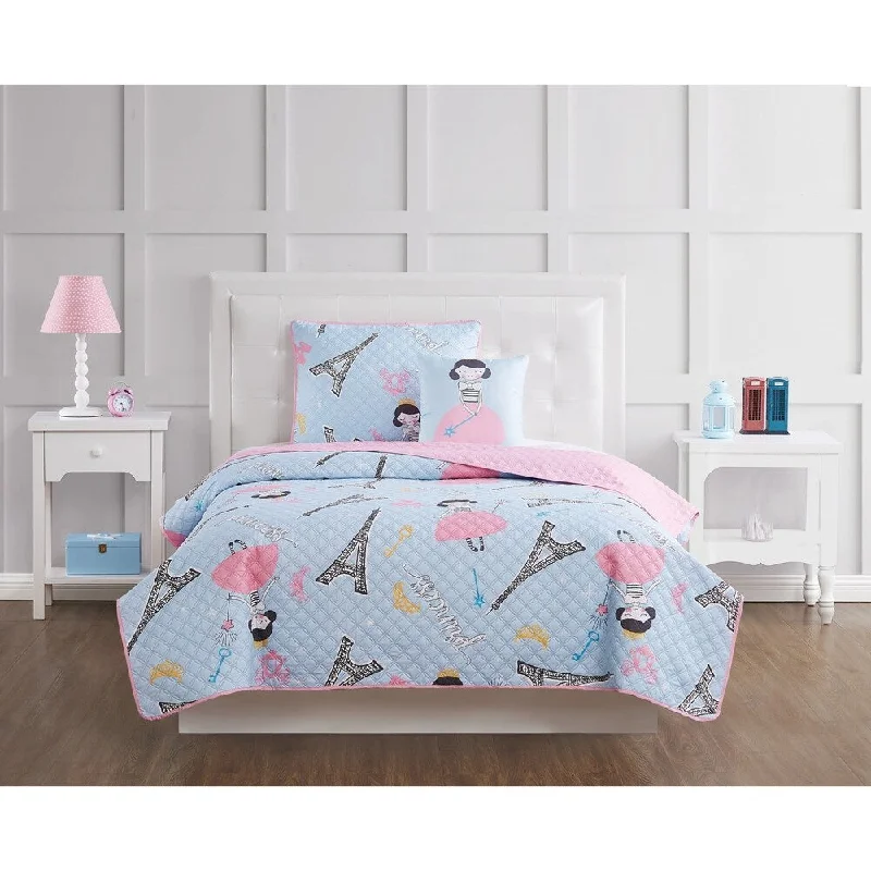 My World Paris Princess 4 Piece Quilt Set