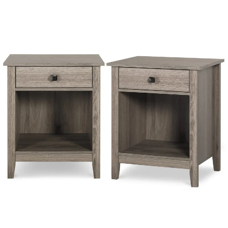 Nightstands for Bedroom - Set of 2 Wooden Night Stand, Bedside Table, Bedroom Nightstand with Drawers,