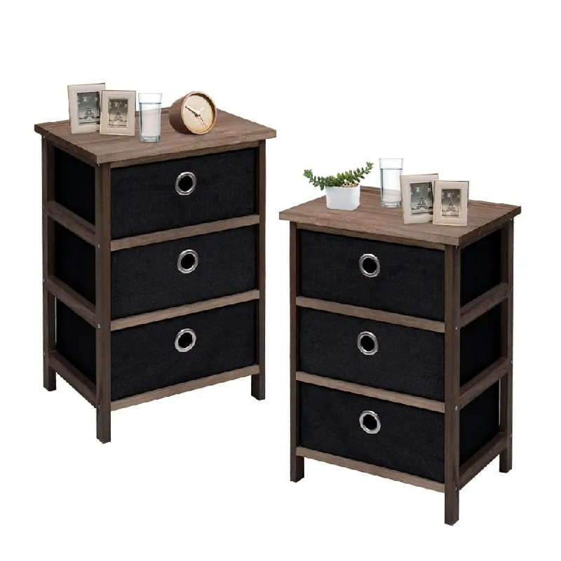 Nightstands Set of 2, Bedside Tables for Bedroom Night Stand with Removable 3 Drawer Nightstand Side Tables Bedroom