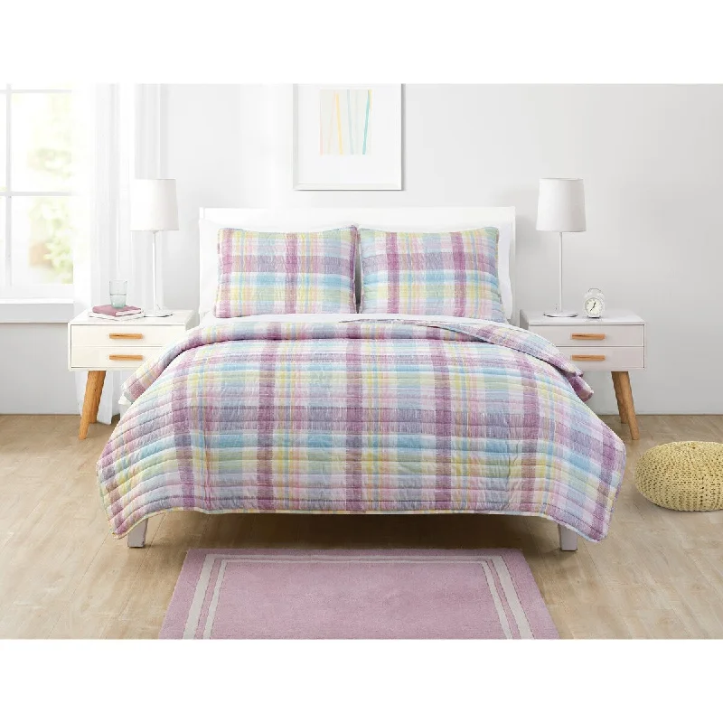 Olivia & Finn Madison Purple Plaid Quilt Set