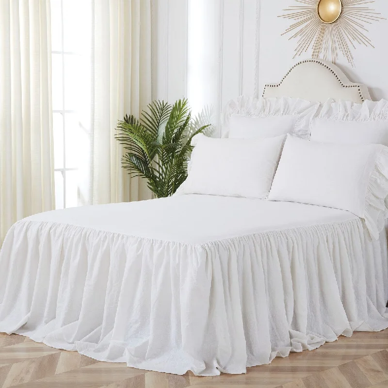 Ruffled King Bedspread White