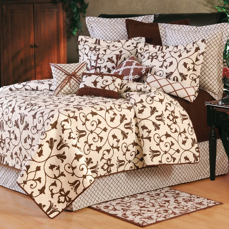 Seraphina Brown Cotton Quilt Set - Reversible and Machine Washable