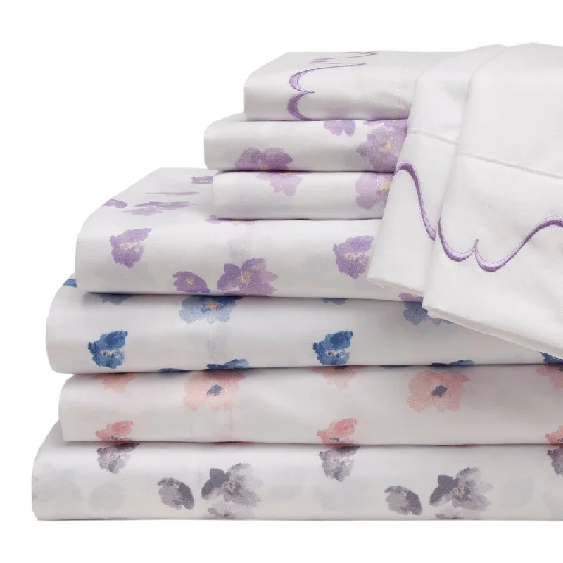 Spring Meadow Print Embroidered Bonus Bed 6-piece Sheet Set