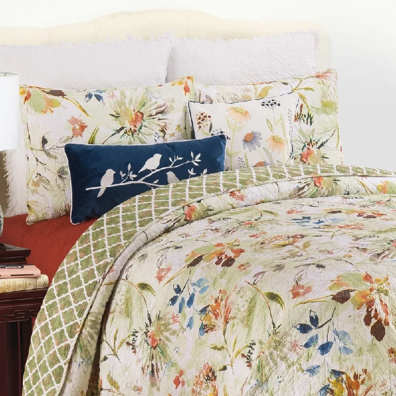 Watercolor Floral Cotton Quilt Set