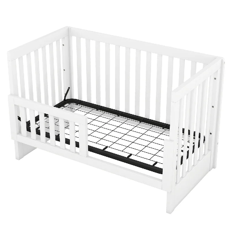 White Convertible Crib/Full Size Bed with Changing Table