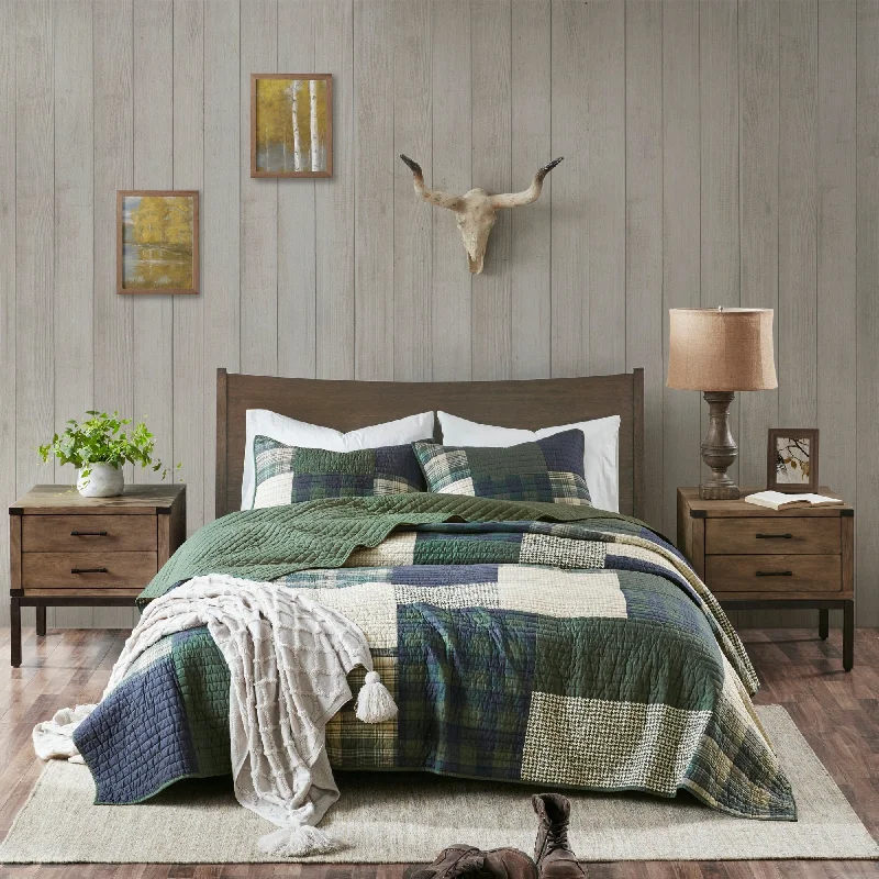 Woolrich Mill Creek Green Oversized Cotton Quilt Set