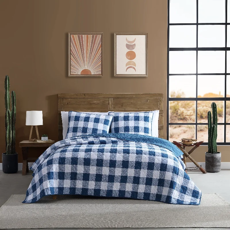 Wrangler Flagstaff Check Blue Cotton Quilt Set